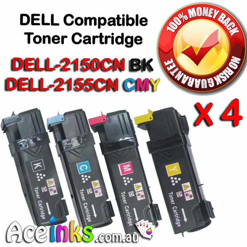 4 Pack Combo Compatible DELL 2150 2155 BK CMY